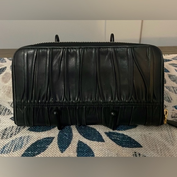 EUC, Prada Black Leather, Ruched, Long Wallet, with Paperwork - Picture 2 of 16